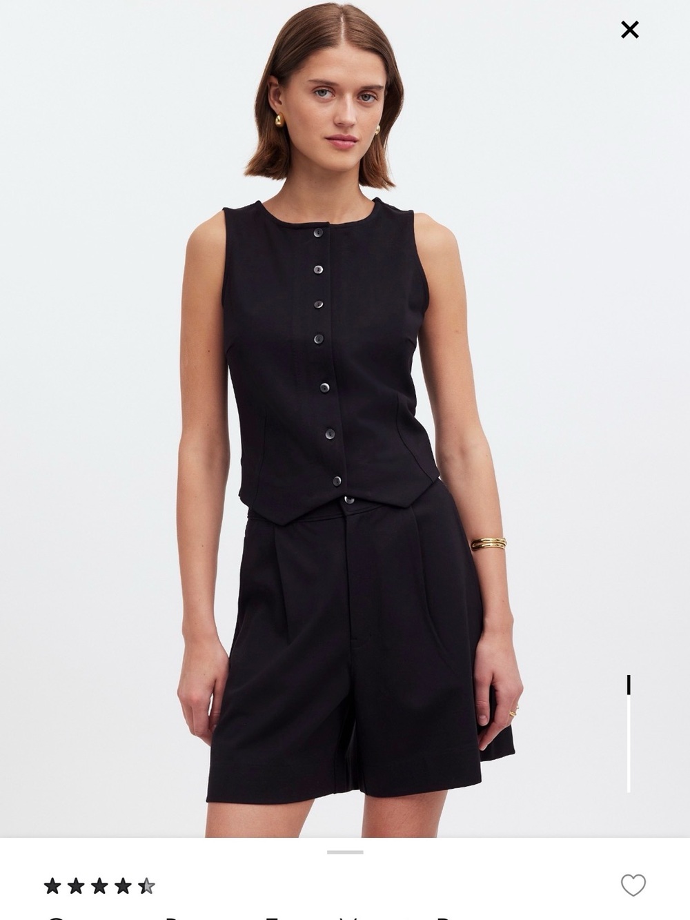 Madewell Black Button-Front vest